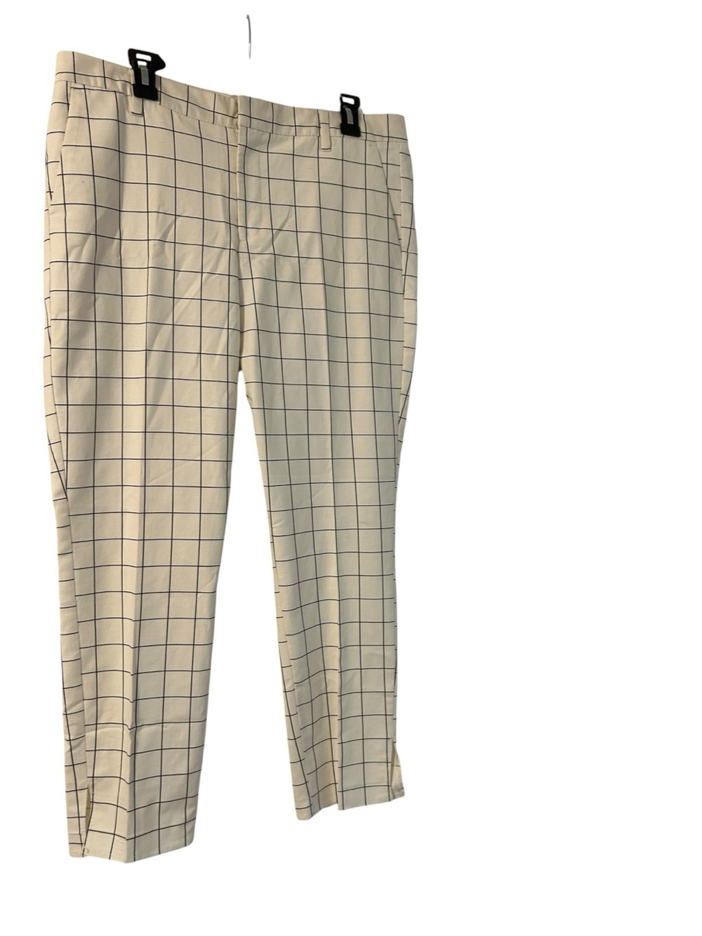 Women's Joe Fresh Cream Chinos with Navy Windowpane pattern Size 12